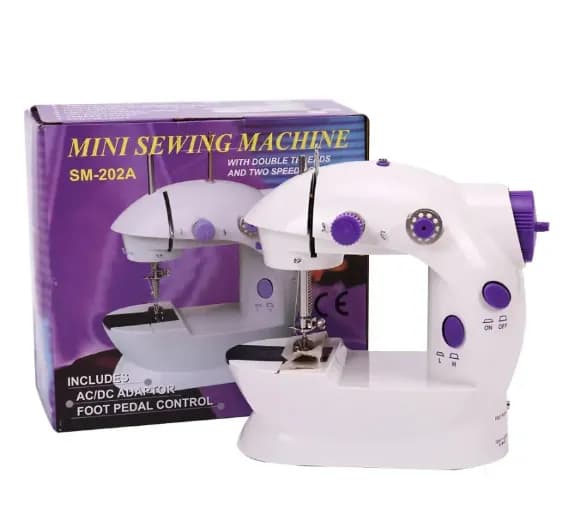 Швейна міні машинка Mini Sewing Machine SM-202A 4 в 1 портативна домашня машинка для шиття від мережі / батарей / педалі - зображення 1