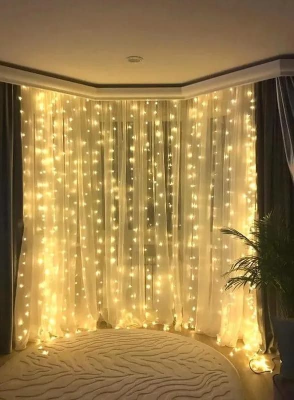 Гірлянда штора на вікно 212 LED 3х2м Теплий білий колір свічення, з конектором - зображення 1