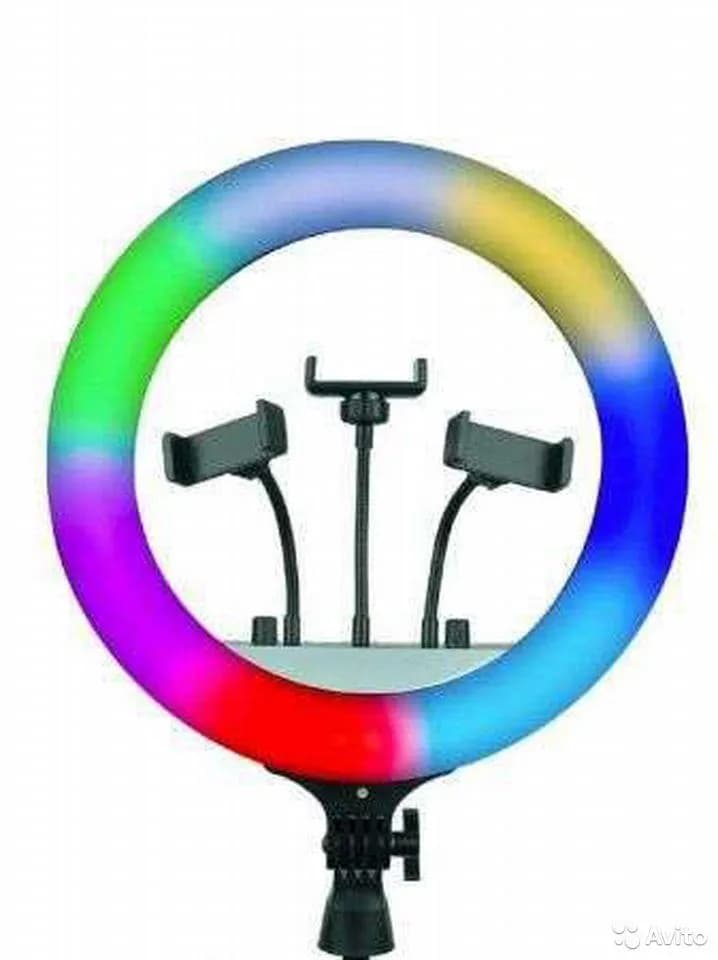 Кільцева RGB селфі - лампа, 36 см ∙ Світлодіодна лампа з пультом MJ36 - зображення 1