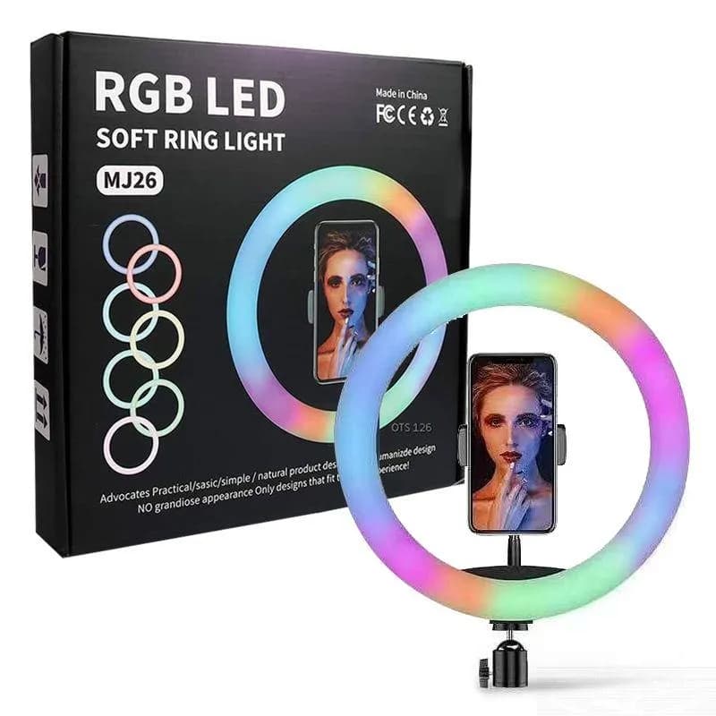 Кільцева RGB селфі - лампа, 26 см ∙ Селфі - кільце з пультом MJ26 - зображення 1