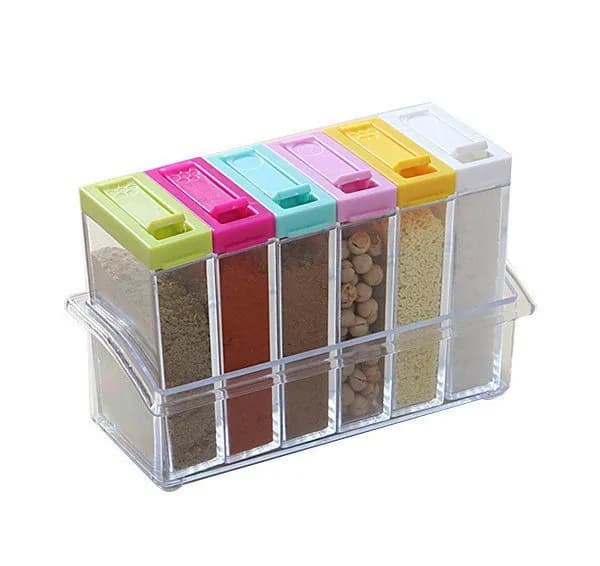 Набір ємностей для спецій Seasoning Six Piece Set, 6 баночок ∙ Кухонний набір - спецівниця на підставці ∙ Екопластик - зображення 1