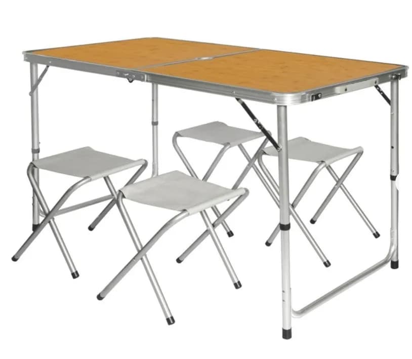 Розкладний стіл - валіза з 4 стільцями Folding Table для пікніка, риболовлі, дачі, 120х60 см - зображення 1