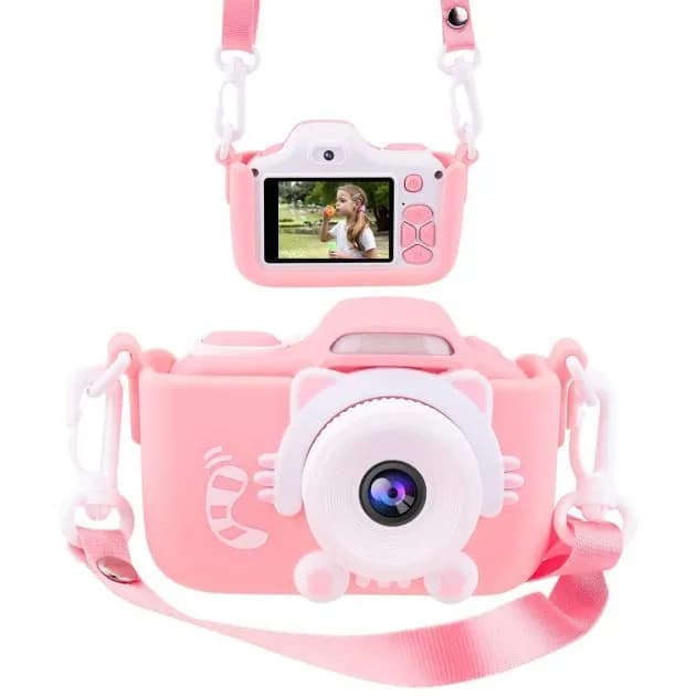 Протиударний цифровий дитячий фотоапарат іграшка, відеокамера Котик Smart Kids Camera 3 Series - зображення 1