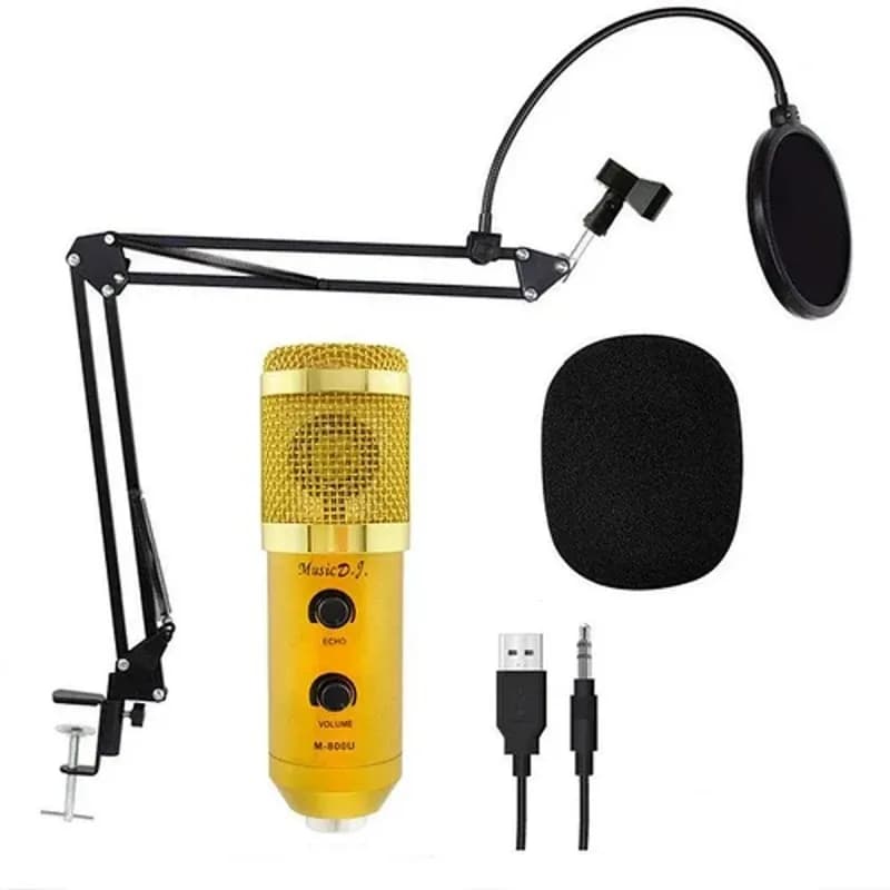 Конденсаторний студійний мікрофон VGS M-800U PRO-MIC зі стійкою та вітрозахистом - зображення 1