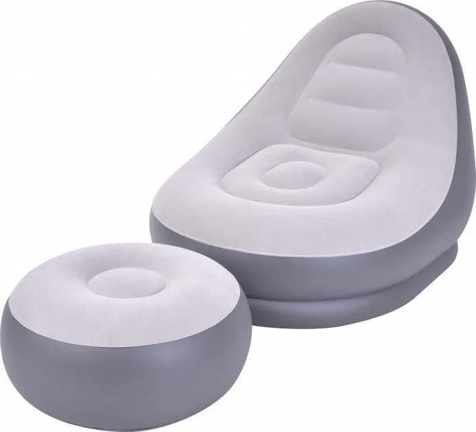 Надувний диван – ліжко AIR SOFA Надувне велюрове садове крісло з пуфом для відпочинку