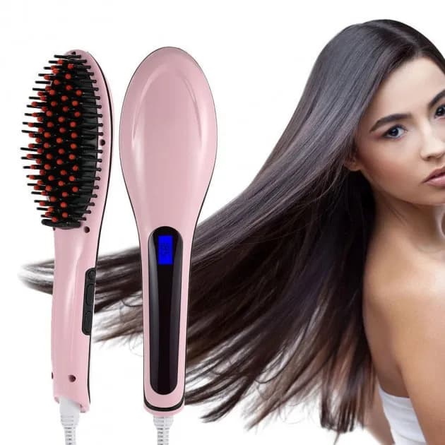 Електрична щітка-випрямляч Fast Hair Straightener HQT-906 Фен-щітка для випрямлення та укладки волосся з LED дисплеєм та - зображення 1