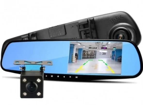 Відеореєстратор – дзеркало Blaсkbox DVR AK47 з камерою заднього виду • Автомобільний реєстратор на 2 камери Full HD - зображення 1