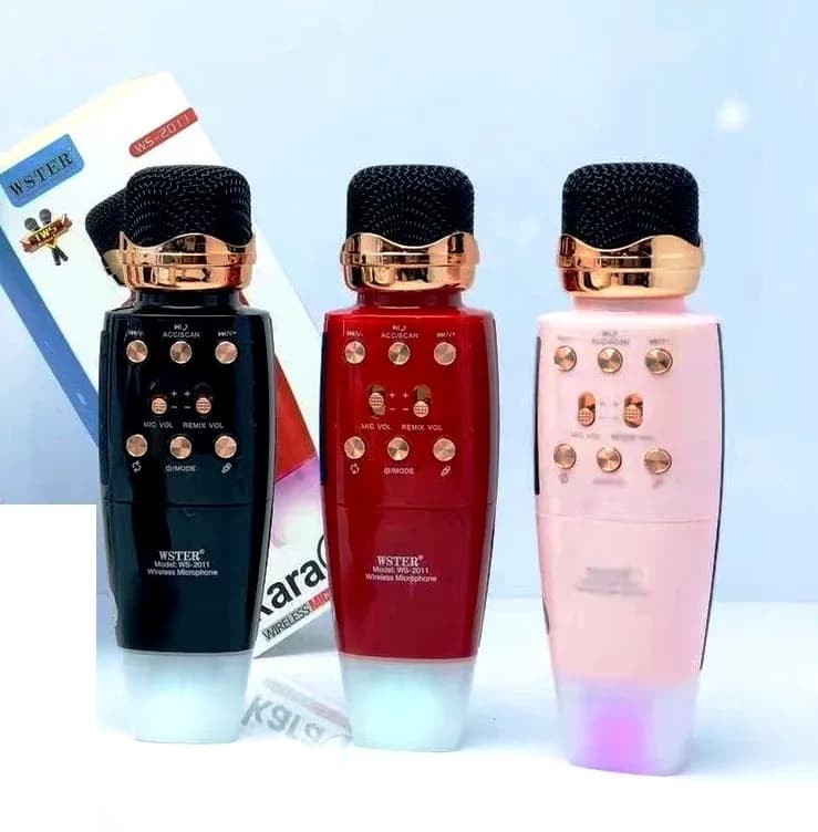 Бездротовий караоке мікрофон WSTER WS-2011 4 в 1: Колонка + Мікрофон + Телефон + Powerbank • Запис звуку • Зміна голосу • FM радіо - зображення 1