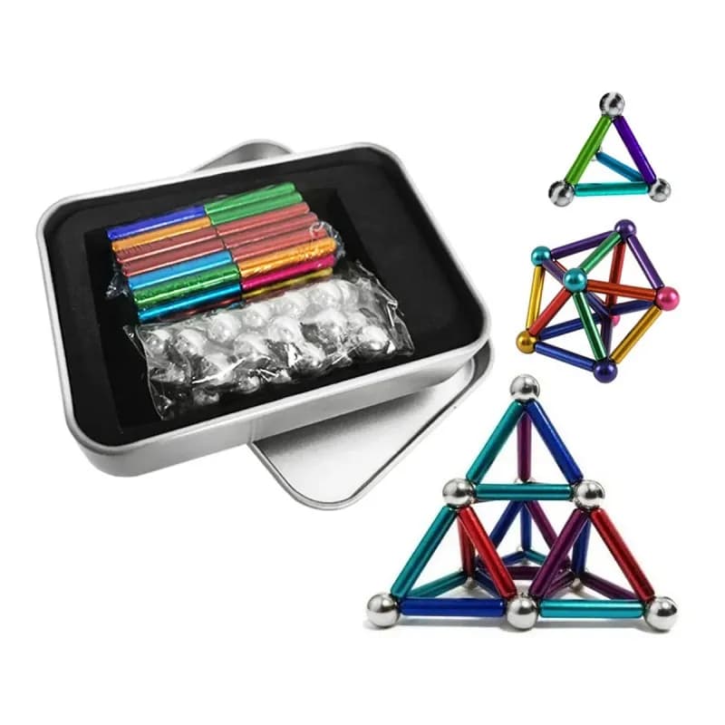 Магнітний конструктор Magnastix Neo MIX COLOR Buckyballs & Buckybars Neocube Неокуб головоломка - антистрес, 64 деталі - зображення 1