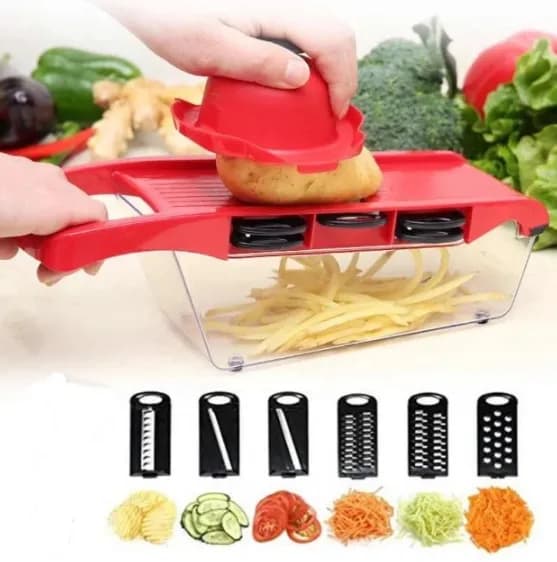 Овочерізка - мультислайсер Mandoline Slicer 6 in 1 · Тертка – шатківниця для овочів та фруктів з контейнером - зображення 1