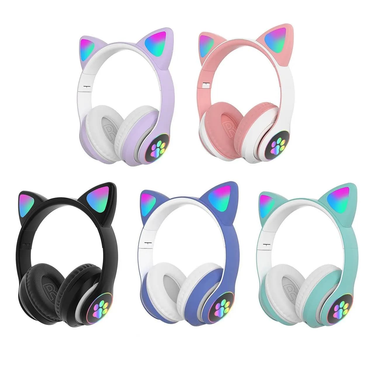 Дитячі бездротові навушники Bluetooth з LED котячими вушками котика Cat 28 - зображення 1