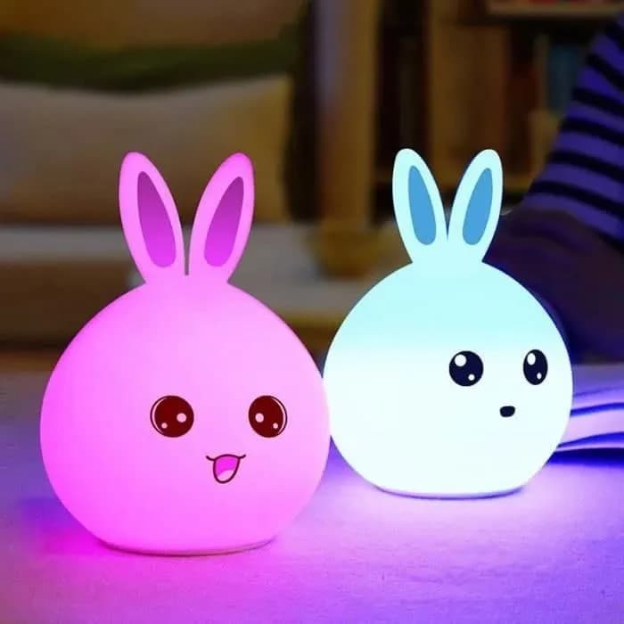 Дитячий світильник – нічник Зайчик LED Rabbit Soft Touch силіконовий із вбудованим акумулятором ∙ 7 режимів свічіння - зображення 1