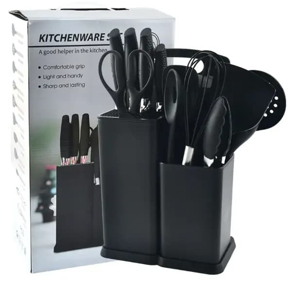 Кухонний набір ножів та аксесуарів Kitchenware Set, 20 предметів ∙ Інструменти для кухні з підставкою та обробною дошкою - зображення 1