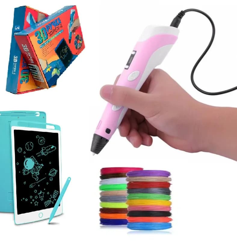 3D Pen-6 Великий набір для творчості 3Д ручка з LCD дисплеєм, графічний планшет, 100 м пластику та трафарети в комплекті - зображення 1