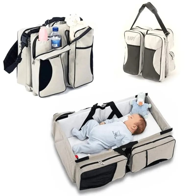 Багатофункціональна складана сумка – ліжко для перенесення дитини Ganen baby bed and bag Бежева - зображення 1