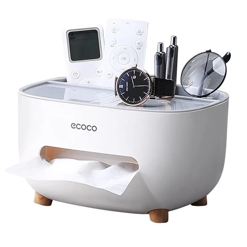 Настільний органайзер Ecoco Tissue з диспенсером для серветок та відсіками для зручного зберігання аксесуарів