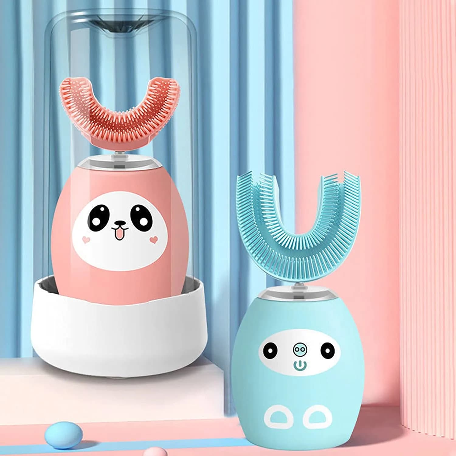 Дитяча зубна щітка U-shaped electric toothbrush ∙ Електрична ультразвукова силіконова щітка – капа для дітей - зображення 1
