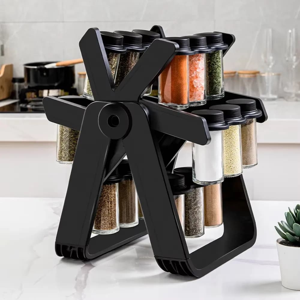 Карусель для спецій 360° Spice Rack на 18 баночок · Кухонний органайзер – спецівниця на підставці, що обертається. - зображення 1