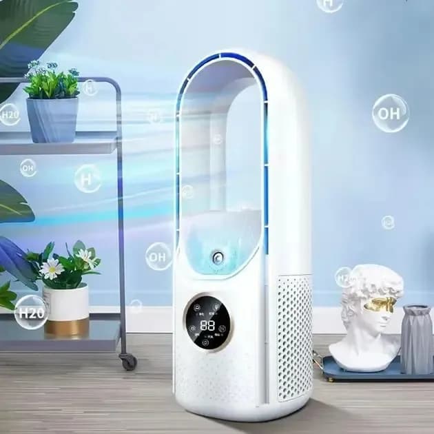 Безлопатевий вентилятор з зволожувачем і підсвіткою Smart Air Multiplier LY-939 • Настільний акумуляторний вентилятор 3-в-1 - зображення 1