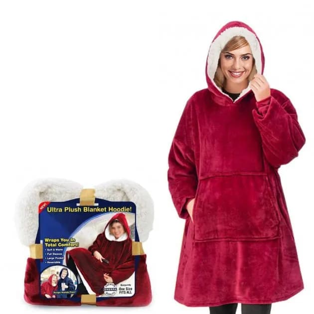 Плед-Толстовка з капюшоном і рукавами Huggle Hoodie Blanket 3-в-1 Унісекс • Теплий худі + Зігріваючий ковдру + Домашній халат - зображення 1
