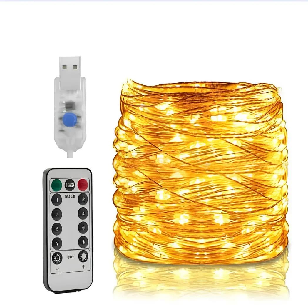 Світлодіодна гірлянда Роса USB 2 метри з пультом дистанційного управління ∙ Гірлянда мідна проволока 200LED 2M USB XL-76-20 - зображення 1