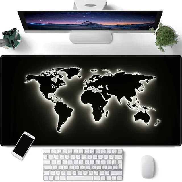 Килимок для миші Світна карта світу з різнокольоровими світловими точками ∙ Ігровий та офісний килимок Світна карта світу - зображення 1