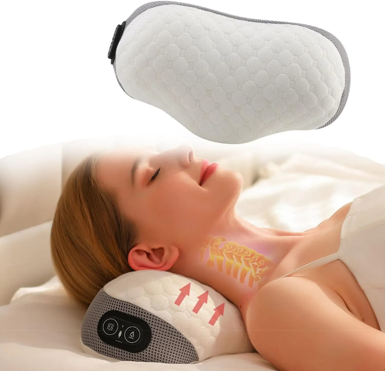 Подушка для підтримки шийного відділу pillow 5561 з масажем та підігрівом ∙ Масажна подушка для сну pillow 5561 - зображення 1