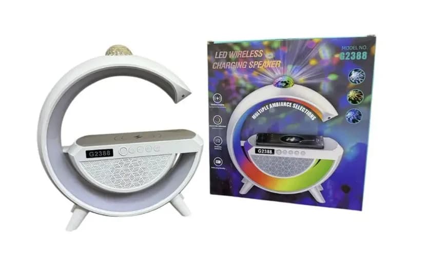 Настільна смарт-лампа-нічник 3 в 1 RGB G2388 з бездротовою зарядкою ∙ Багатофункціональний нічник Bluetooth колонка RGB 2388 - зображення 1