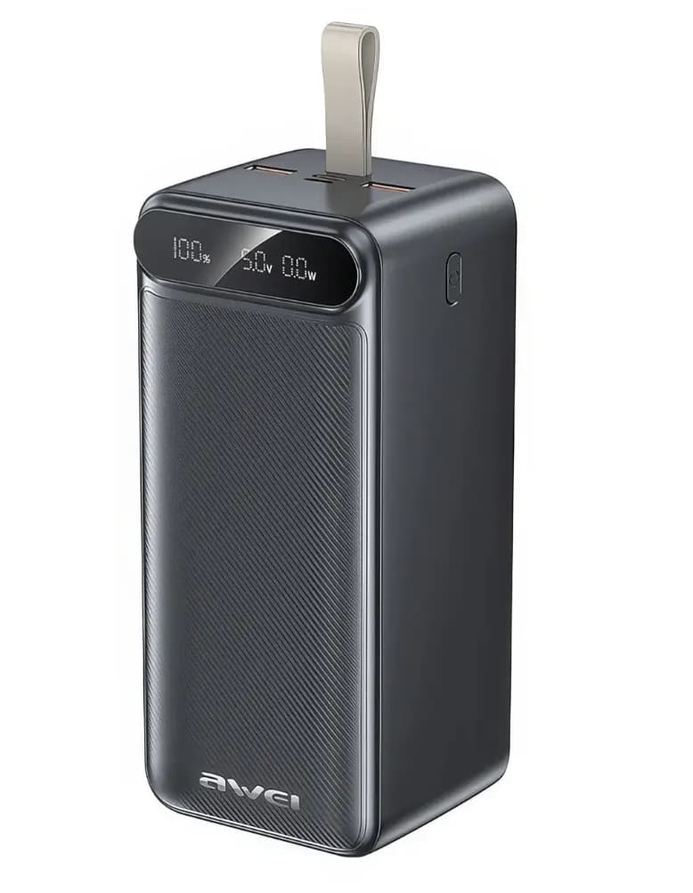 Зовнішній акумулятор Power Bank на 100 000 мАг з дисплеєм і ліхтариком AWEI P101K 22.5W ∙ Power Bank P101K з дисплеєм і LED-лампою - зображення 1