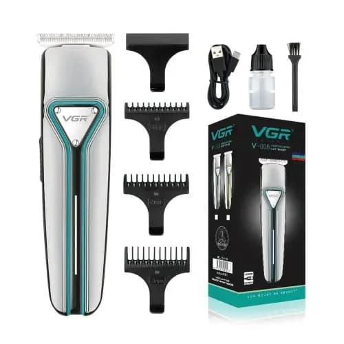 Машинка для стрижки VGR V-008 акумуляторна USB ∙ Тример для волосся, бороди та вусів з LED-дисплеєм і знімними насадками - зображення 1