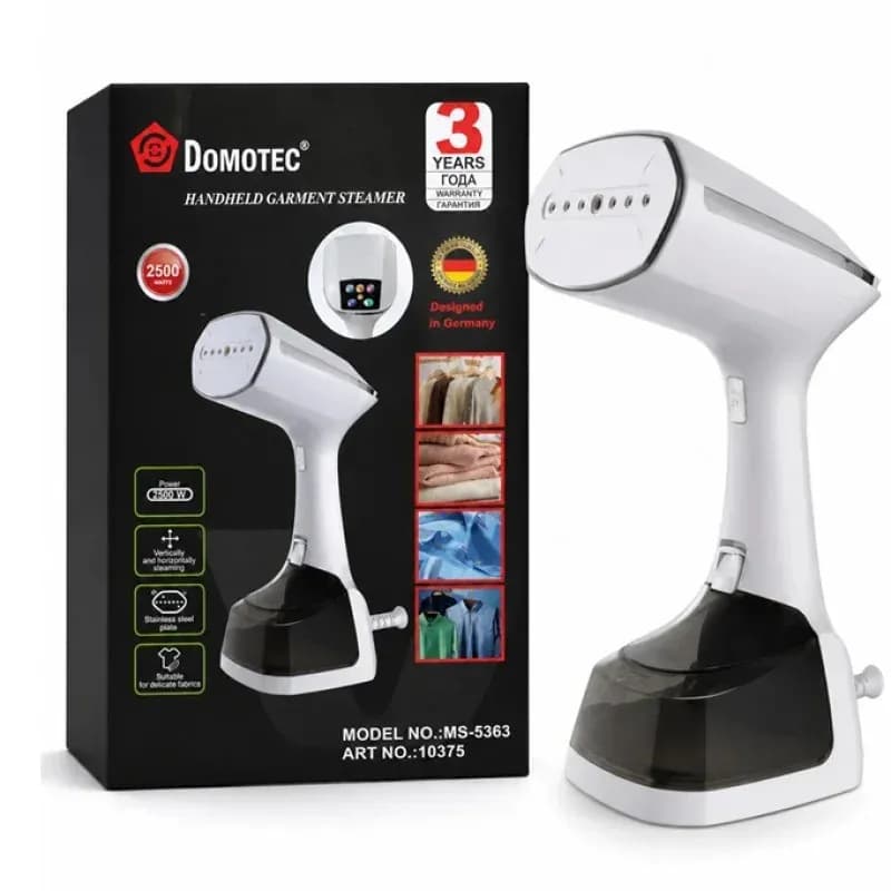 Ручний відпарювач DOMOTEC MS-5363 2500W з LED-дисплеєм • Потужний паровий відпарювач для одягу, штор і домашнього текстилю - зображення 1