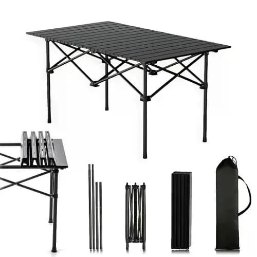 Складаний туристичний стіл 120×55×50 см чорний - зображення 1