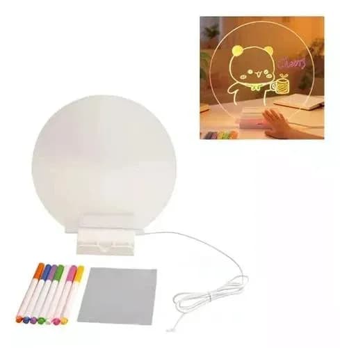 Круглий світильник-нічник WordPad AND 5502 15 см від USB • LED-дошка для нотаток AND 5502 з маркером для дому, офісу та декору - зображення 1