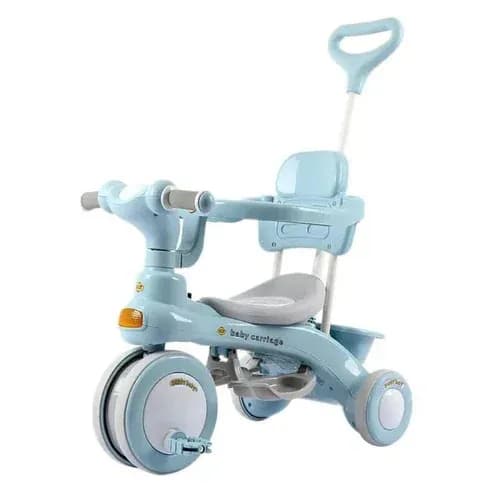 Дитячий триколісний велосипед Baby Carriage 588 блакитний з батьківською ручкою