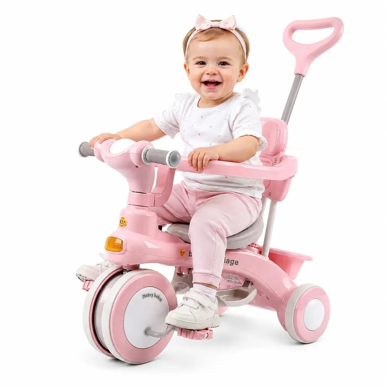 Дитячий триколісний велосипед Baby Carriage 588 рожевий з батьківською ручкою
