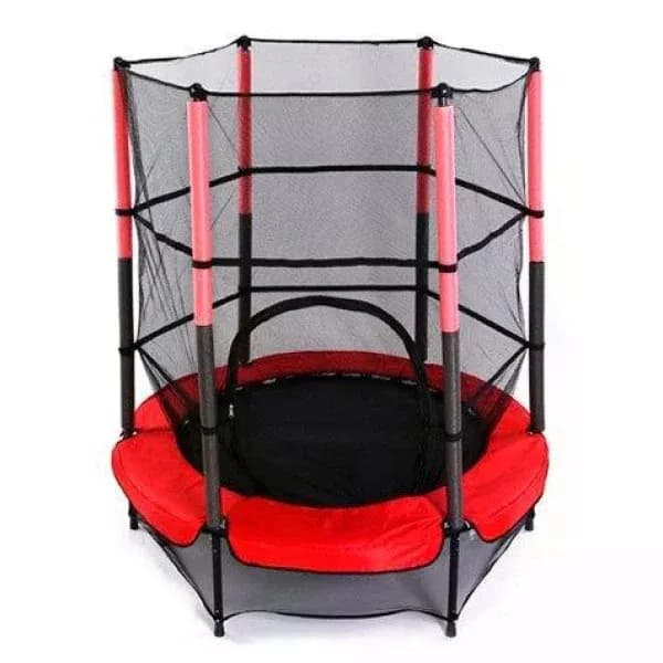 Дитячий батут Just Fun 140×160 см червоний із внутрішньою захисною сіткою