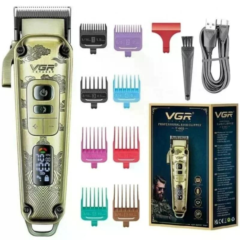 Машинка для стрижки VGR V-005 • Акумуляторна машинка для волосся та бороди VGR V-005 з LED-дисплеєм, 4 швидкостями та 8 насадками - зображення 1