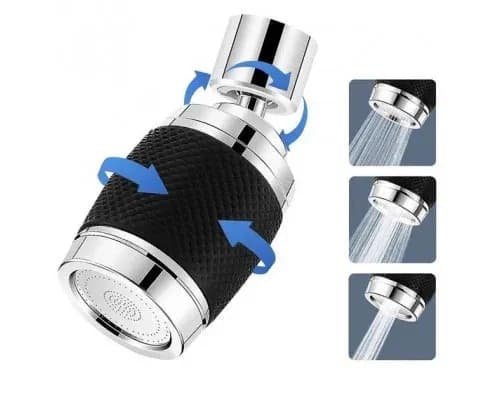 Аератор DT-1222 360° з фільтром • Насадка на кран 360 Faucet Universal Pipe DT-1222 з 3 режимами та поворотним розпилювачем - зображення 1