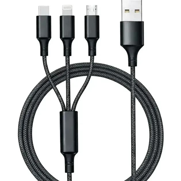 Кабель 3 в 1 26X-202 USB-A 1,2 м чорний