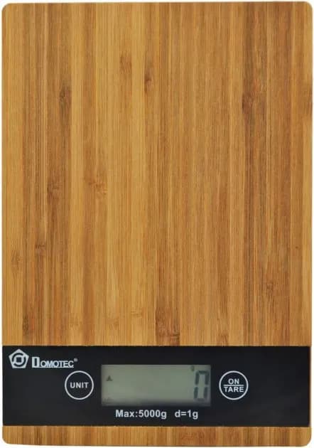 Ваги кухонні електронні Domotec MS-A Wood із сенсорним дисплеєм та платформою з дерева, до 5 кг - зображення 1
