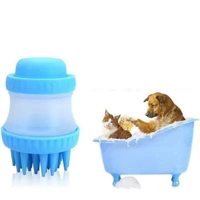 Щітка для миття тварин Cleaning Device The Gentle Dog Washer з силіконовими ворсинками для купання та масажу собак та кішок - зображення 1
