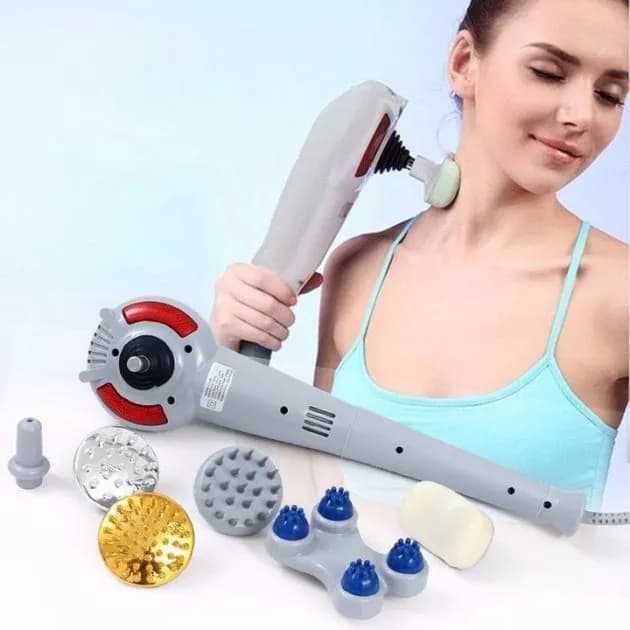 Ручний вібраційний масажер універсальний для тіла Maxtop Magic Massager 8 в 1 Вібромасажер з інфрачервоним випромінюванням і - зображення 1